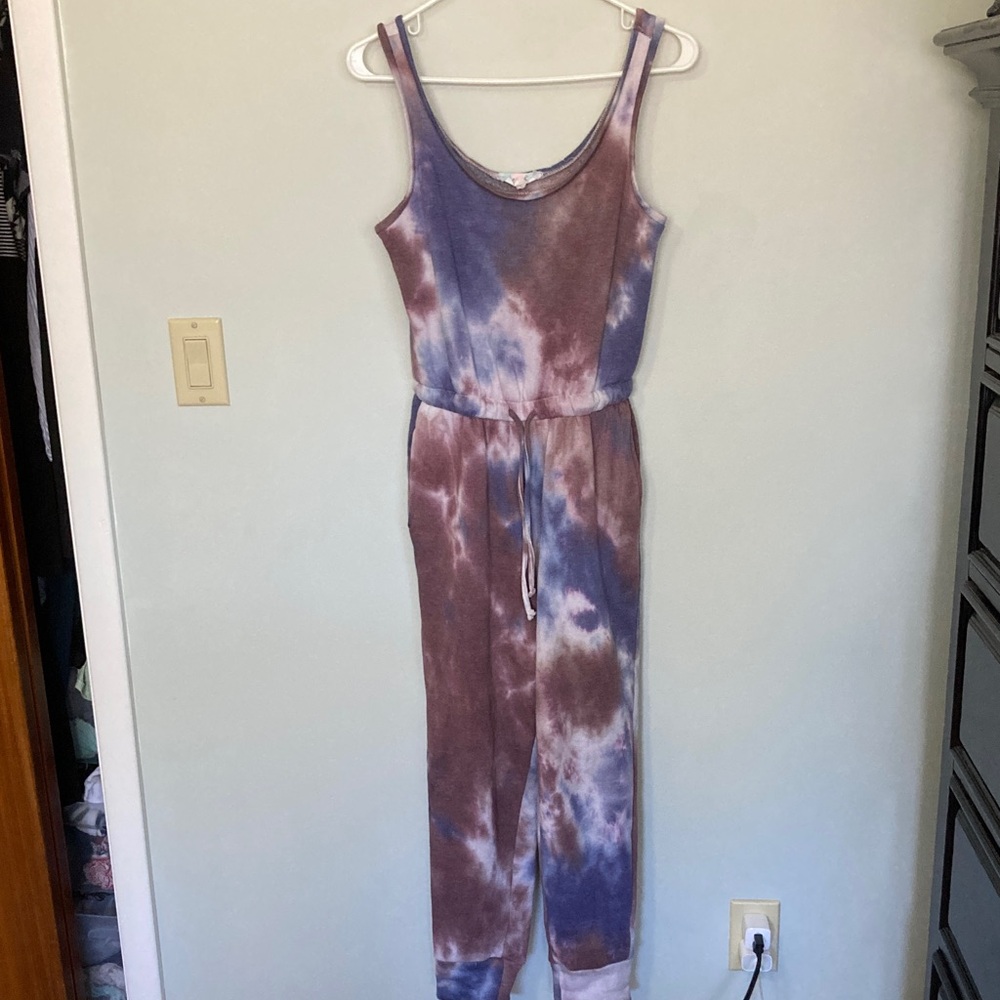 Hippie Rose Tie-Dye Sleeveless Jumpsuit Joggers